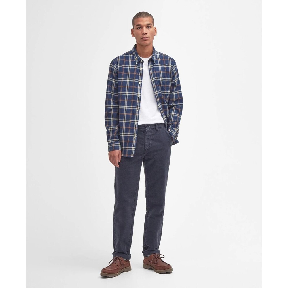 Barbour mens Faded City Navy Neuston Moleskin Cotton Trousers Pants size 44x32